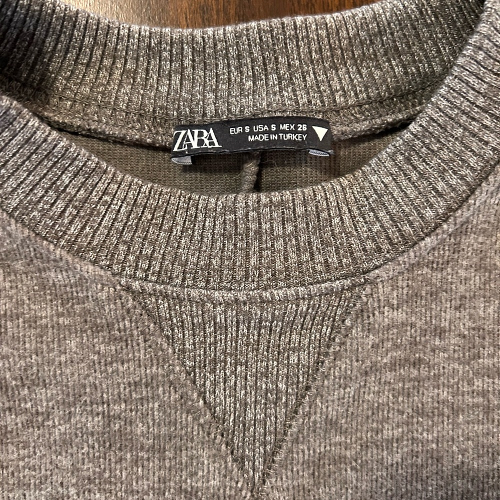 Zara 2 Pc Pencil Skirt Long Sleeve Cropped Sweater Set Gray Small - Picture 2 of 9